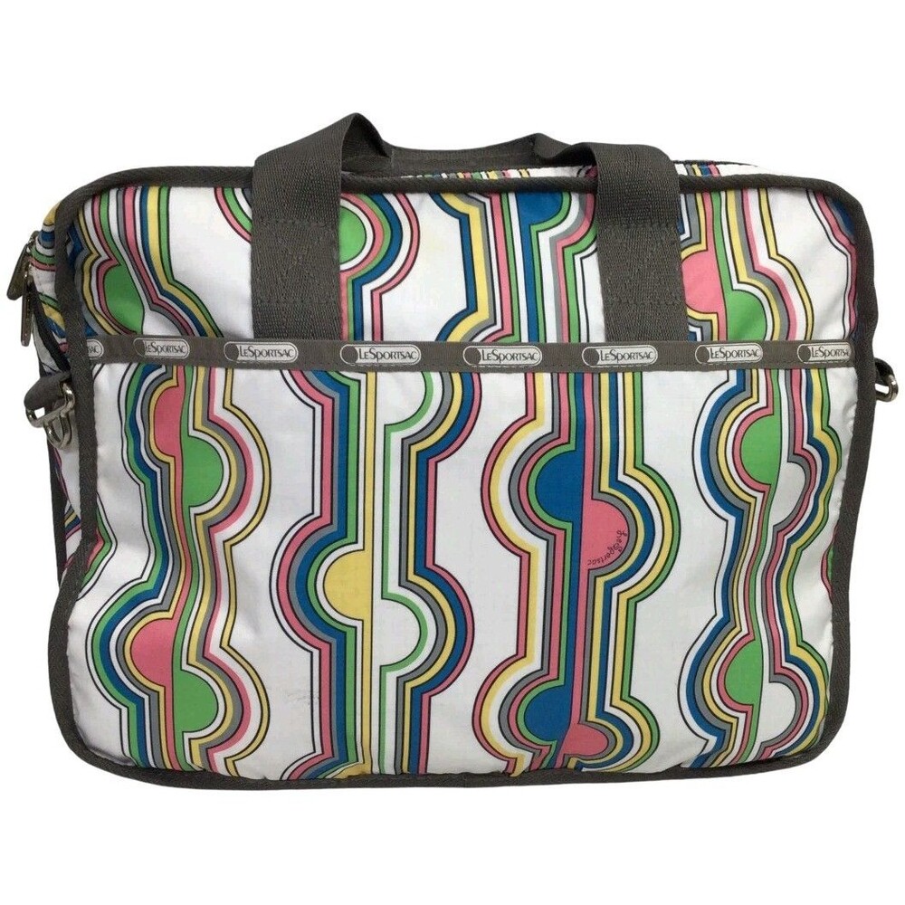 LeSportsac Geometric Print White Multicolor Tote Laptop Carrying Case